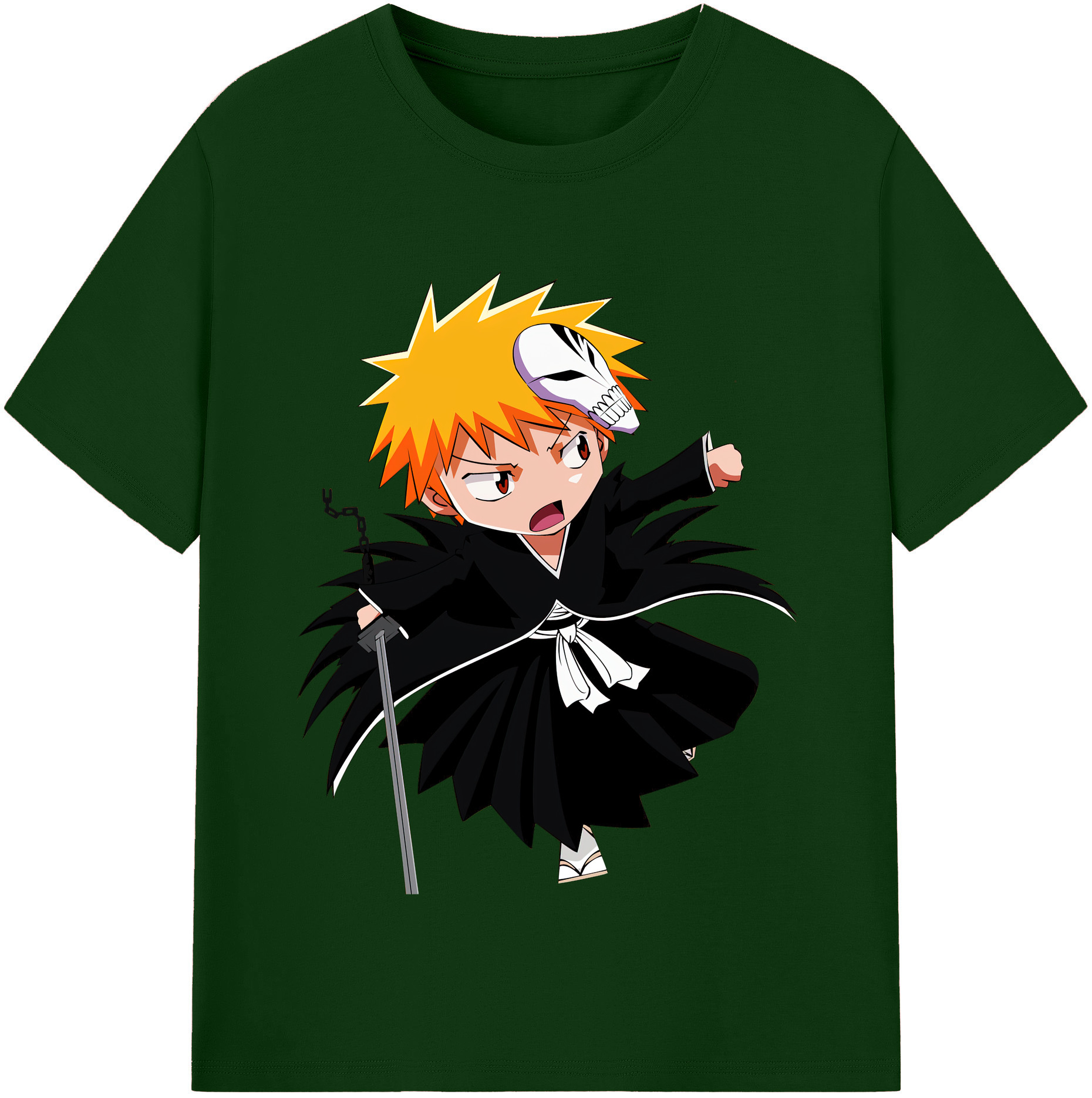 （画像用） ブリーチ 黒崎一護（くろさき いちご）BLEACH Kurosaki Ichigo 綿100％半袖Tシャツ（フロントプリント）